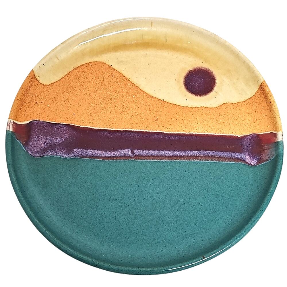 Vintage Signed Walt Glass Pottery Abstract Ceramic Large Dinner or Serving Plate
